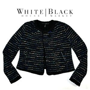 WHBM White House Black Market Sweater Jacket Blue Tweed XS